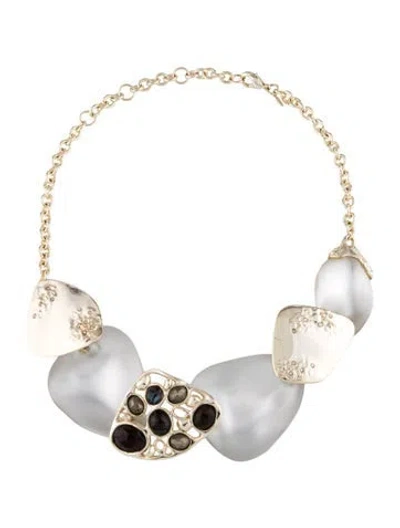 Pre-owned Alexis Bittar Crystal & Lucite Choker Necklace, 18" In White