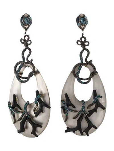 Pre-owned Alexis Bittar Crystal & Lucite Clip-on Drop Earrings