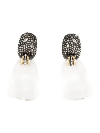 Pre-owned Alexis Bittar Crystal & Lucite Clip-on Drop Earrings In Multi