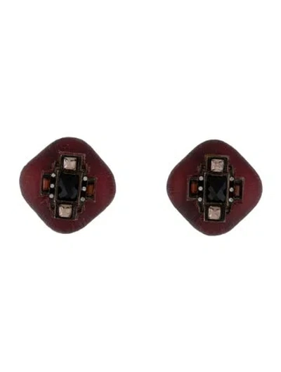 Pre-owned Alexis Bittar Crystal & Lucite Clip-on Earrings In Multi