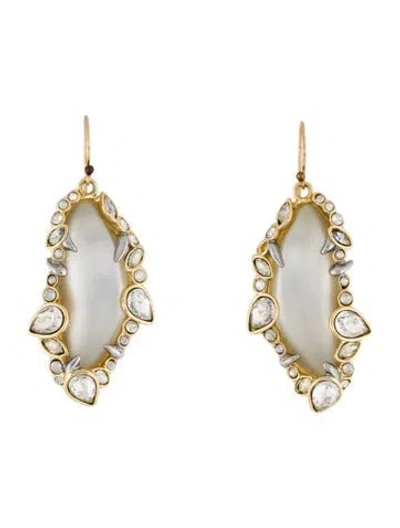 Pre-owned Alexis Bittar Crystal & Lucite Drop Earrings In Silver
