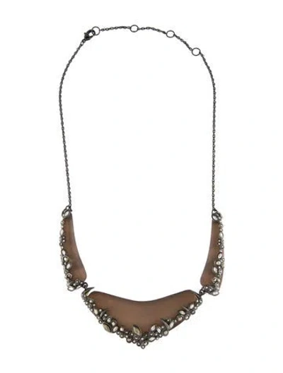 Pre-owned Alexis Bittar Crystal & Lucite Embellished Collar Necklace, 19" In Black