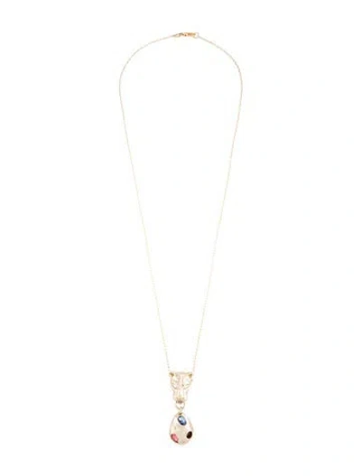 Pre-owned Alexis Bittar Crystal & Lucite Heart Pendant Necklace, 19" In Multicolor