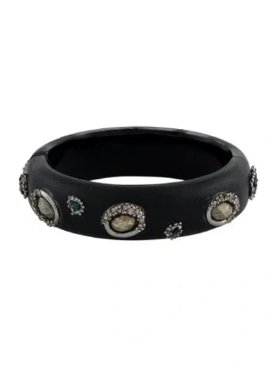 Pre-owned Alexis Bittar Crystal & Lucite Hinge Bangle Bracelet, 6.5"
