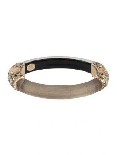 Pre-owned Alexis Bittar Crystal & Lucite Hinge Bangle Bracelet, 7"