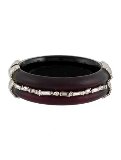 Pre-owned Alexis Bittar Crystal & Lucite Hinge Bangle Bracelet, 7" In Multi