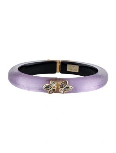Pre-owned Alexis Bittar Crystal & Lucite Hinge Bangle Bracelet, 7" In Purple
