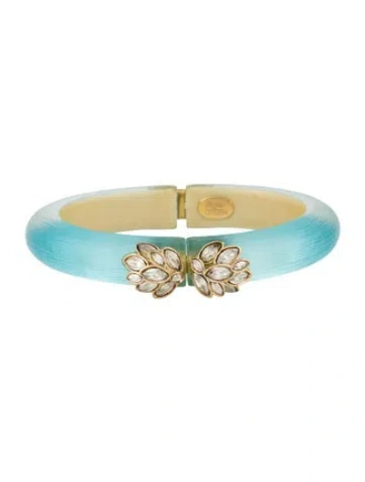 Pre-owned Alexis Bittar Crystal & Lucite Hinge Bracelet, 6.5" In Blue