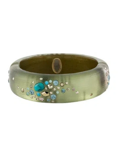 Pre-owned Alexis Bittar Crystal & Lucite Hinge Bracelet, 6.75" In Blue