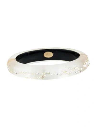 Pre-owned Alexis Bittar Crystal & Lucite Hinge Bracelet, 7" In Transparent
