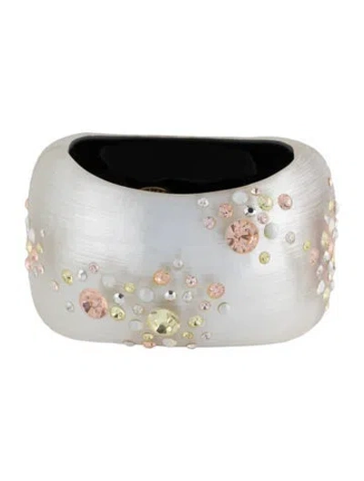Pre-owned Alexis Bittar Crystal & Lucite Hinged Bangle, 7" In Multi