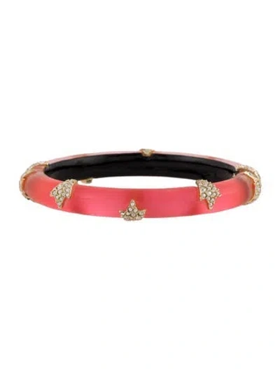 Pre-owned Alexis Bittar Crystal & Lucite Hinged Bangle Bracelet, 6.75"