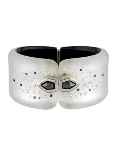 Pre-owned Alexis Bittar Crystal & Lucite Hinged Bangle Bracelet, 6.75" In Multi