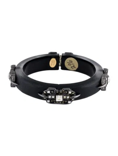 Pre-owned Alexis Bittar Crystal & Lucite Hinged Bangle Bracelet, 7" In Multi