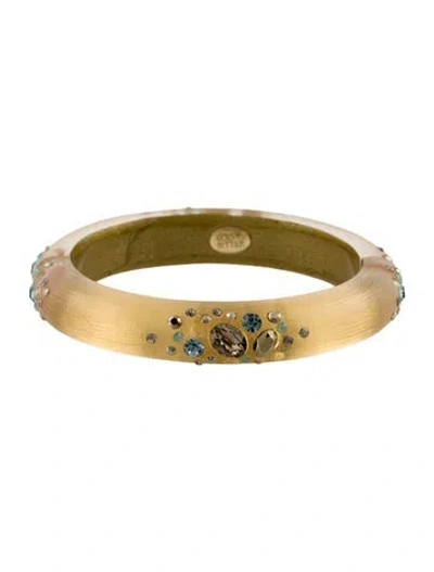 Pre-owned Alexis Bittar Crystal & Lucite Hinged Bangle Bracelet, 7" In Multi
