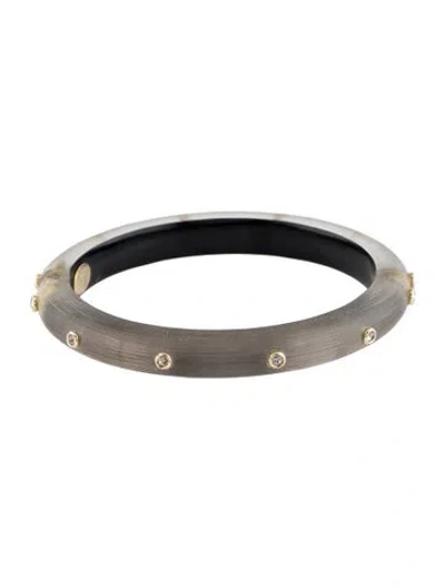 Pre-owned Alexis Bittar Crystal And Lucite Hinged Bangle Bracelet, 7.5" In Multi