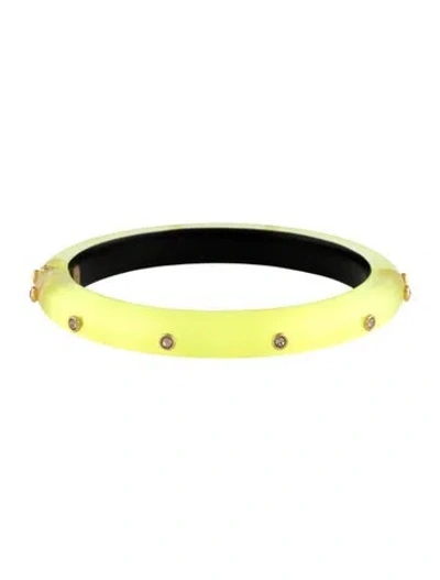 Pre-owned Alexis Bittar Crystal & Lucite Hinged Bangle Bracelet In Yellow