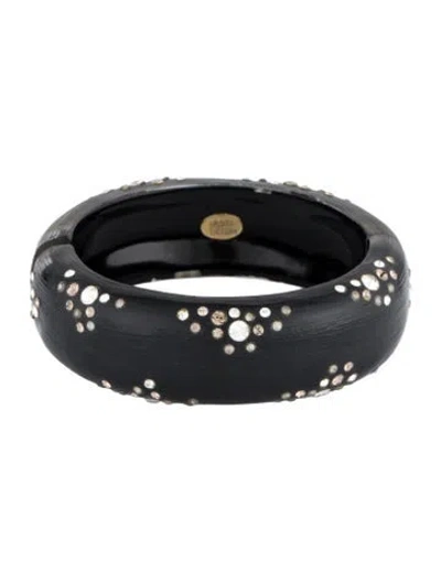 Pre-owned Alexis Bittar Crystal & Lucite Hinged Bracelet, 6.5" In Multicolor