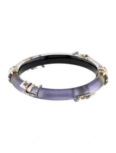 Pre-owned Alexis Bittar Crystal & Lucite Hinged Bracelet, 6.75" In Multi