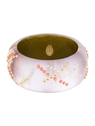Pre-owned Alexis Bittar Crystal And Lucite Hinged Bracelet, 7.5" In Multi