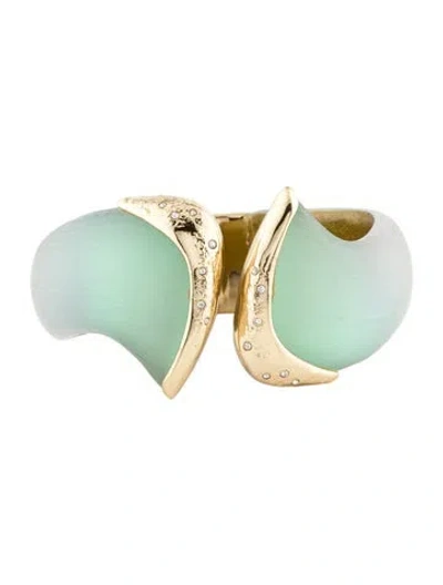 Pre-owned Alexis Bittar Crystal & Lucite Hinged Cuff Bracelet, 7" In Multi