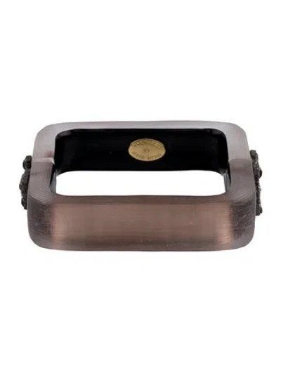 Pre-owned Alexis Bittar Crystal & Lucite Hinged Square Bangle Bracelet, 7.5" In Multi