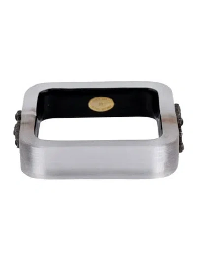 Pre-owned Alexis Bittar Crystal & Lucite Hinged Square Bangle Bracelet, 7.5" In Multi