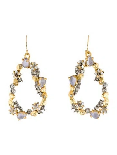 Pre-owned Alexis Bittar Crystal & Lucite Hoop Earrings In Purple