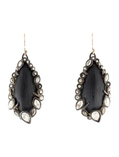 Pre-owned Alexis Bittar Crystal & Lucite Imperial Noir Drop Earrings In Black