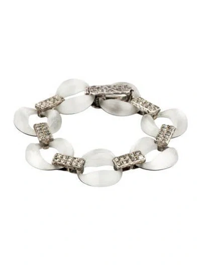 Pre-owned Alexis Bittar Crystal And Lucite Link Bracelet, 6.75" In Black