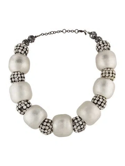 Pre-owned Alexis Bittar Crystal & Lucite Orb Collar Necklace, 23" In Gray