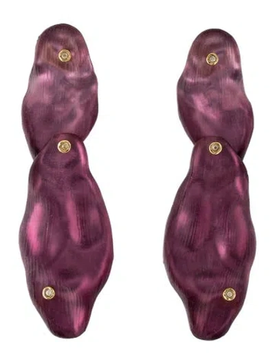 Pre-owned Alexis Bittar Crystal & Lucite Organic Disc Layered Drop Earrings In Pink