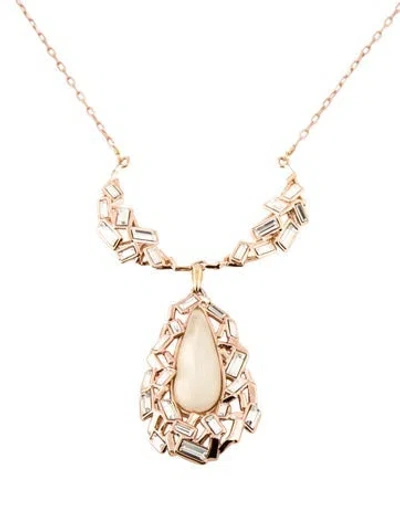 Pre-owned Alexis Bittar Crystal & Lucite Pendant Necklace, 19" In Clear