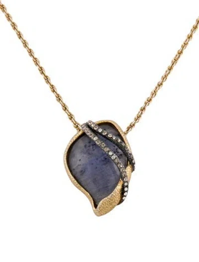 Pre-owned Alexis Bittar Crystal & Lucite Pendant Necklace, 19.5" In Blue