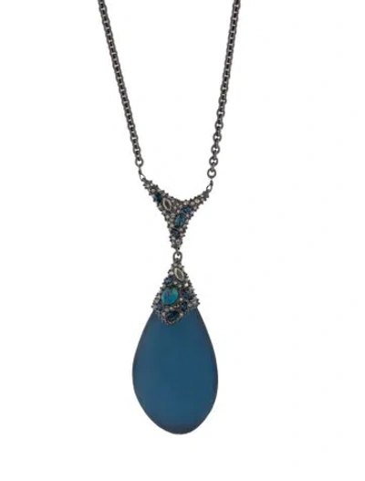 Pre-owned Alexis Bittar Crystal & Lucite Pendant Necklace, 31.5" In Multi