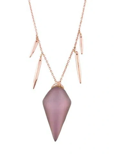 Pre-owned Alexis Bittar Crystal & Lucite Spike Pendant Necklace, 32" In Pink