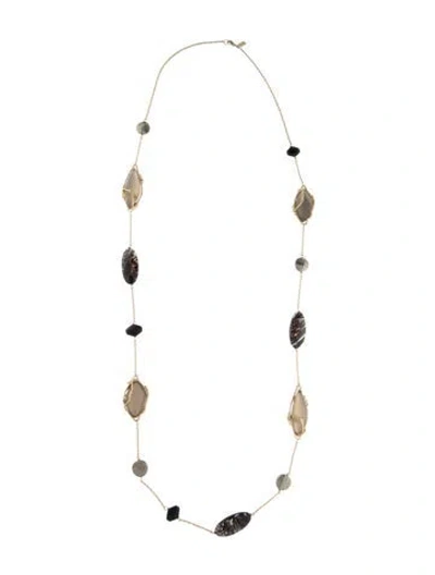 Pre-owned Alexis Bittar Crystal & Lucite Station Necklace, 46" In Gray