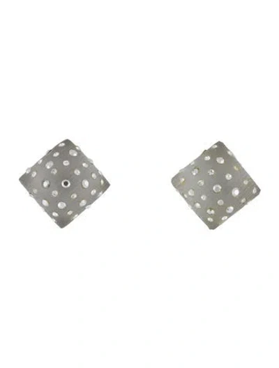 Pre-owned Alexis Bittar Crystal & Lucite Stud Earrings In Transparent