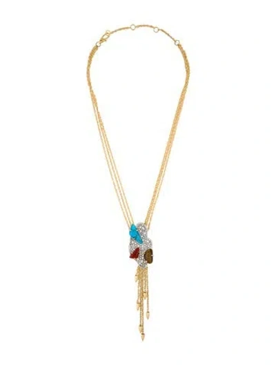 Pre-owned Alexis Bittar Crystal & Multicolor Roxbury Cluster Y-necklace, 20.25"