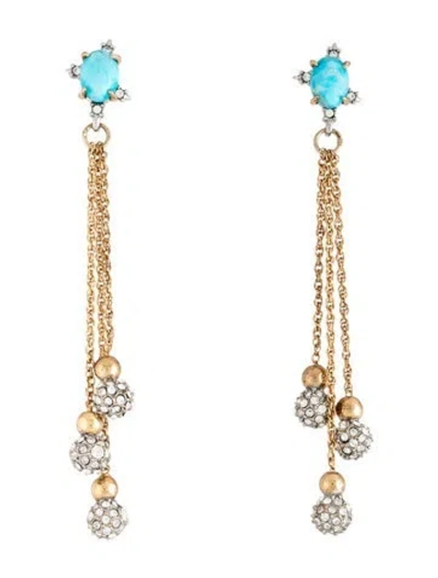 Pre-owned Alexis Bittar Crystal & Resin Drop Earrings In Blue