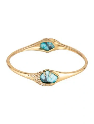Pre-owned Alexis Bittar Crystal & Stone Bangle, 7.75" In Blue