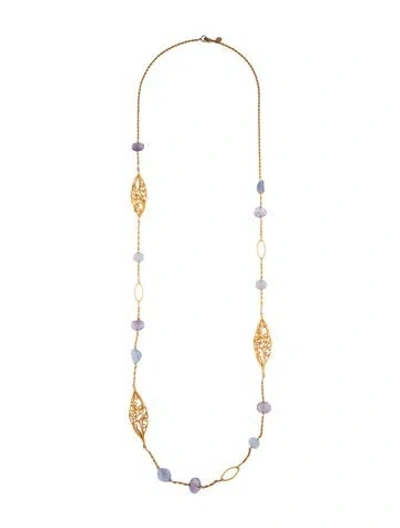 Pre-owned Alexis Bittar Crystal & Stone Bead Necklace, 41.5" In Multicolor