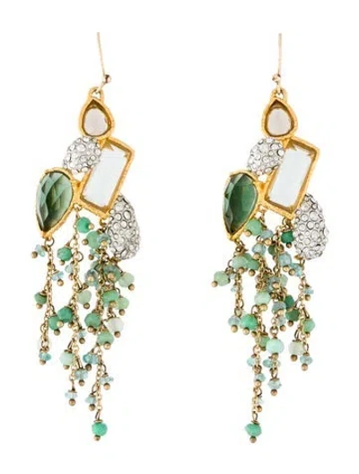 Pre-owned Alexis Bittar Crystal & Stone Chandelier Drop Earrings In Multi
