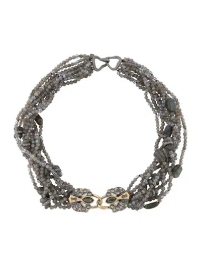 Pre-owned Alexis Bittar Crystal & Stone Collar Necklace, 18.75" In Multi