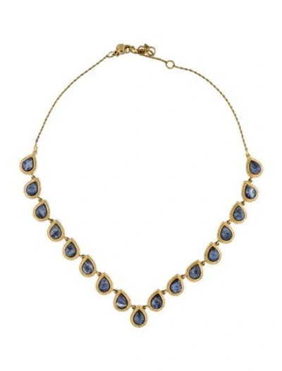 Pre-owned Alexis Bittar Crystal & Stone Collar Necklace, 19" In Blue