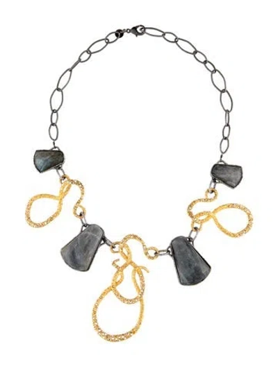 Pre-owned Alexis Bittar Crystal & Stone Collar Necklace, 19" In Multicolor