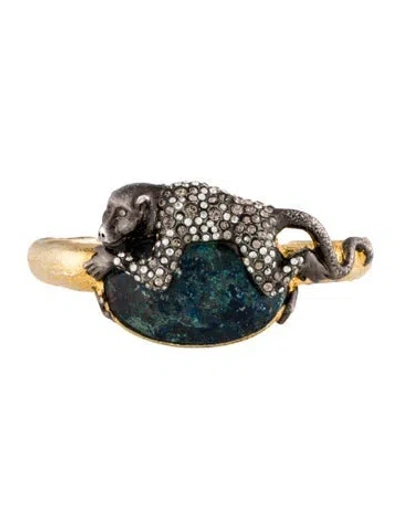 Pre-owned Alexis Bittar Crystal & Stone Cuff Bracelet, 6.5" In Multi