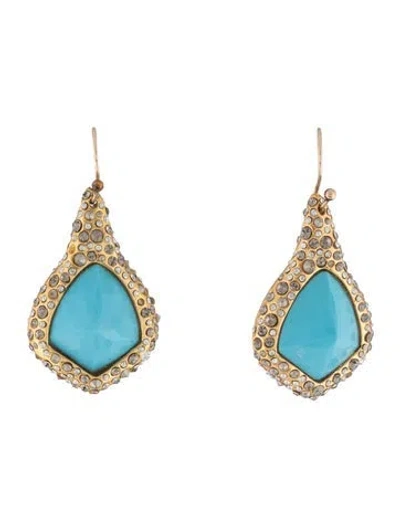 Pre-owned Alexis Bittar Crystal & Stone Drop Earrings In Multicolor