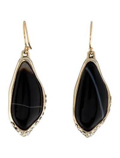 Pre-owned Alexis Bittar Crystal & Stone Infinity Drop Earrings In Black