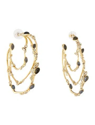 Pre-owned Alexis Bittar Crystal & Stone Triple Hoop Earrings In Multicolor